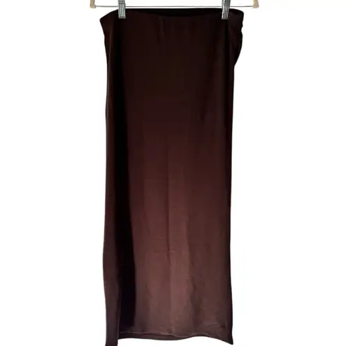 NWT OGL MaxWarm Espresso Brown Ruched Side Pencil Maxi Skirt Women’s Size Medium