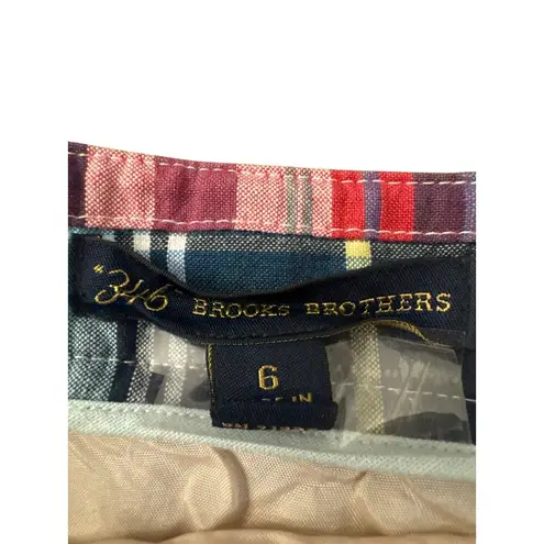 Brooks Brothers 346 Womens Madras Patchwork Skirt 6 Cotton Multicolor Preppy