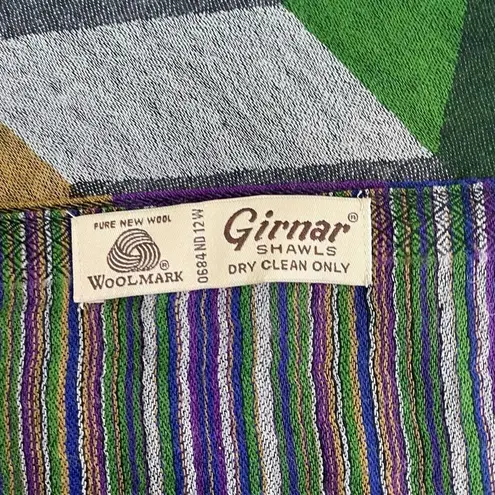 Girnar Shawl Scarf 100% New Wool Purple Green Grey Royal Blue Bronze 28” x 84”