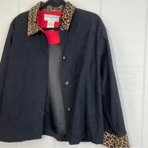 Jessica Howard Vintage 2 pc Set Maxi Dress & Jacket Black Suede Cheetah Print