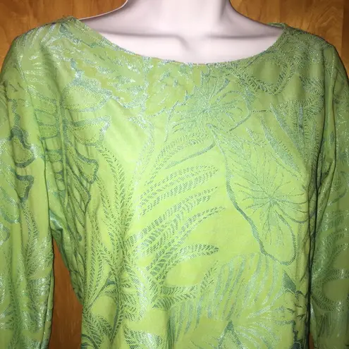 Hanky Panky Bright Green Leafy Ltd Boat Neck Shirt Size Small