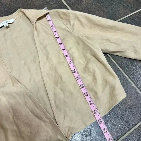 Intermix Quincy Linen Blend Long Sleeve Cropped Wrap Top Beige Tan P