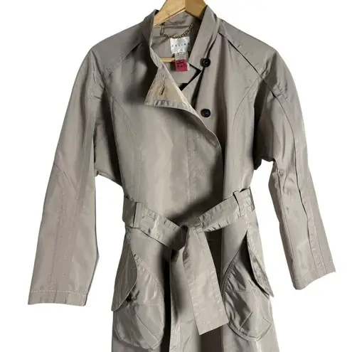 CELINE Beige Silk Stitched Belted Trench Coat Women’s Size M