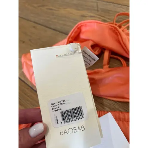 Baobab Taki One Shoulder High Waist Bikini Set Coral Orange Womens Size XS
