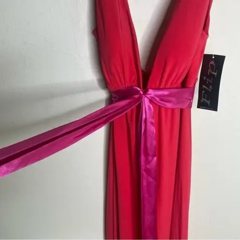 Y2K Flip Red & Pink Formal Bow Long Dress Size 2 Prom Barbie