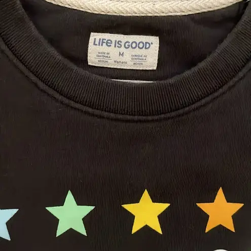 Life is Good  black crew neck sweatshirt sz M