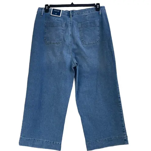 Charter Club SZ 14 Wide Leg Crop Jeans High-Rise Stretch Pockets Tummy Slimming