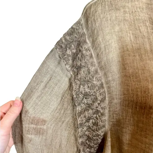 Sundance YAUVAN Sheer Gauze Embroidered Waterfall Cardigan Cover Up