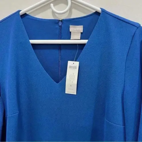 Chico's Chico’s Kimono-Sleeve V-Neck Dress In Blue Size 4/6 Chico’s Size 1