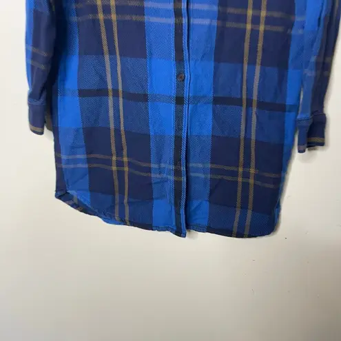 Outerknown Blanket Shirt Dress Womens M Blue Plaid Long Sleeve Button thick