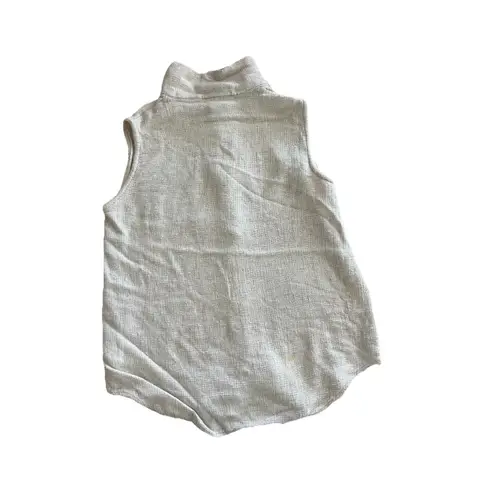 Vtg 90s Pasta USA Women's Sleeveless Button Up Shirt Cream Linen Blend Size M Tan Size M