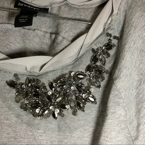 Lane Bryant  Grey Scoop Neck Beaded Accent Sweatshirt 14/16