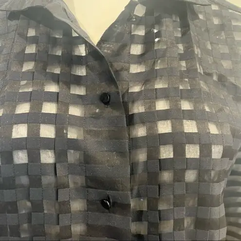Ellen Tracy Linda Allard Sheer Check-Pattern Blouse/Cover Up