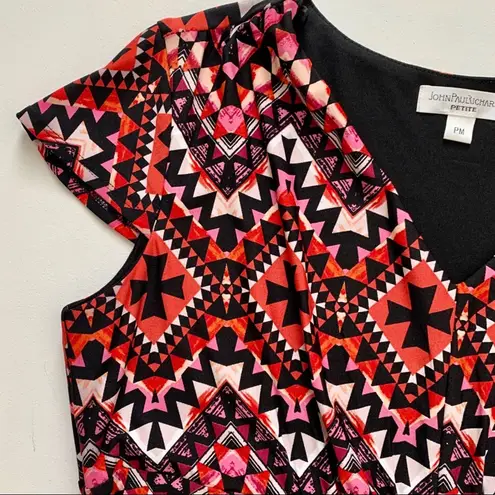 JohnPaulRichard Dress Petite Chevron Multicolored Cap Sleeve Casual Dress MP NEW Red Size undefined