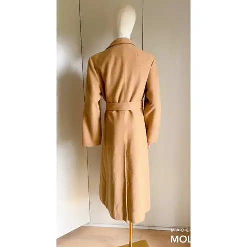 Nordstrom Vintage Camel hair Car Coat Size Medium Khaki Midi Classic union made 80s USA