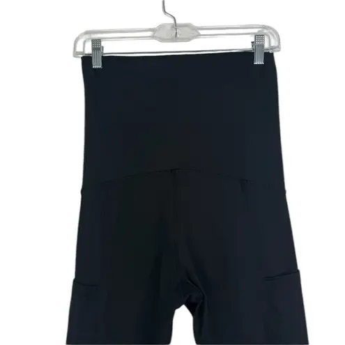 Kindred Bravely Maternity Postpartum Francesca Black Capri Legging Pockets Small Size undefined