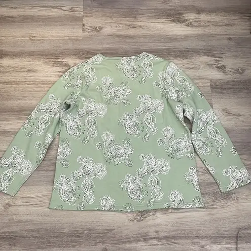 Blair Mint Green With Paisley Print Long Sleeve Round Neck Sweatshirt Size M