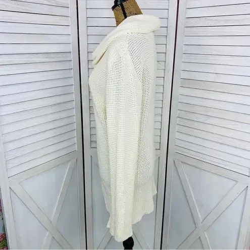 Unbranded Waffle Knit Cowl Neck Split Front Sweater Cream Large
