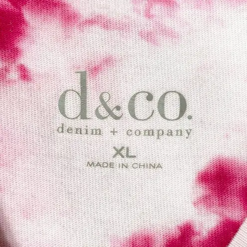 Denim Co XL Top Pink Parade Tie Dye Handmade Tee White Cotton Half Sleeve 650