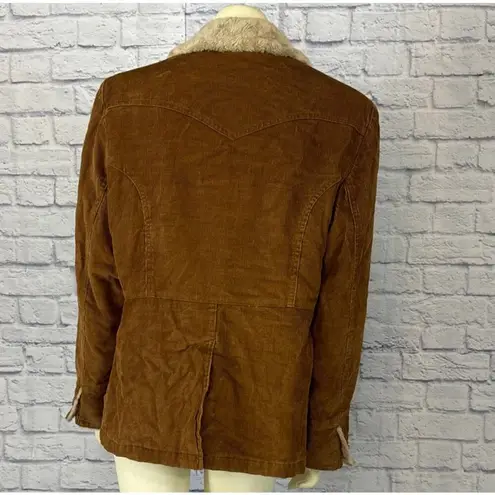 Esprit Vintage Y2K  Corduroy barn Jacket with faux fur quilted lining size Large