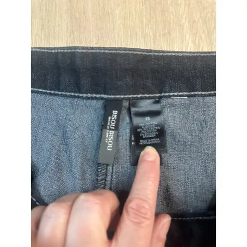 Bisou Bisou Jeans Women’s 18 Dark Wash Denim Pants Zip Pocket Stretch Skinny