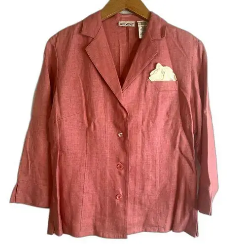 White Stag Pink Linen Blend Button Up Lightweight Jacket Size Small 4/6