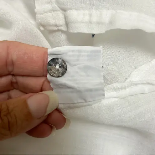 Johnny Was Workshop White Embroidered Jordan Voyager Button Up Woven Tunic Small