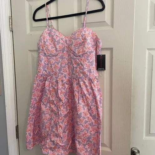 NOBO Floral Mini Dress XXL 19 Lavender Pink Sleeveless Sundress NWT Feminine Purple