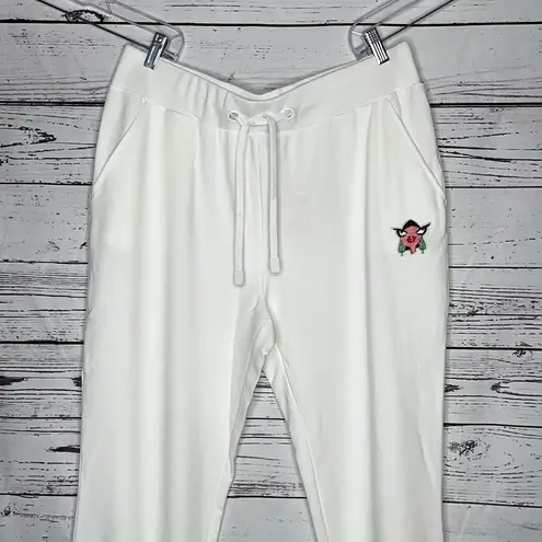 Badgley Mischka NWT Sz XL White Elastic Waistband French Terry Jogger Sweatpants
