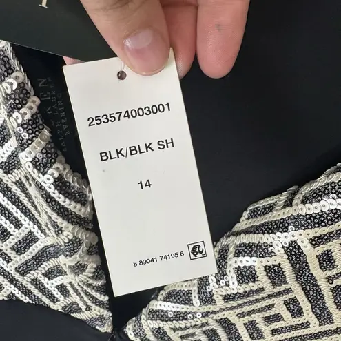 NWT RALPH LAUREN Evening Cocktail Dress Sequin Top Sheath V