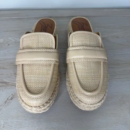 Zodiac Gizelle Chunky Platform Espadrille Mule Flats size 8 Tan