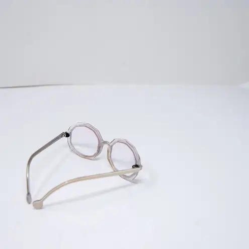 L.A. Eyeworks Lunch Box Octagon Sculptural Round Clear Rims Reading Glasses