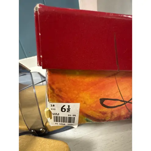 Fioni Wood Platform Heels Clear Strap Buckle Sandals 90s Y2K Size 6.5 Tan