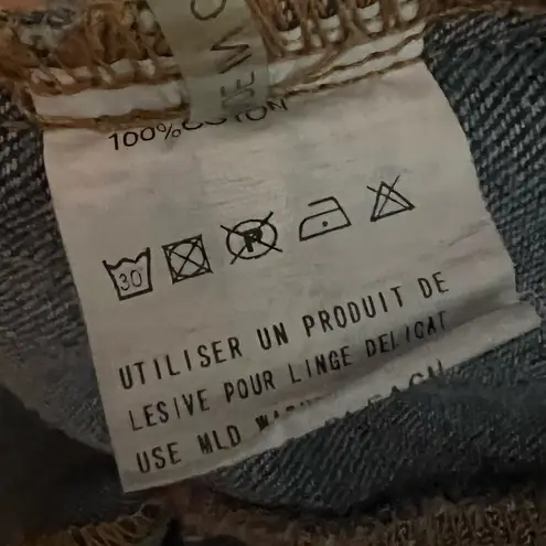 Ciminy Paris Rhinestone Beaded Denim Button Down Shirt Jacket Collared Size S Blue