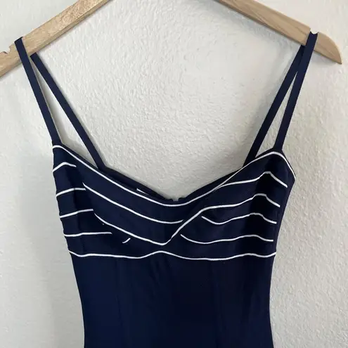 Herve Leger 90s Navy Blue Bandeau Top Stretch Bodycon Maxi Dress S