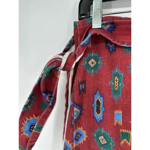 Vintage Wrap Pencil Midi Skirt Size 16 Red Aztec Western Southwestern Bohemian