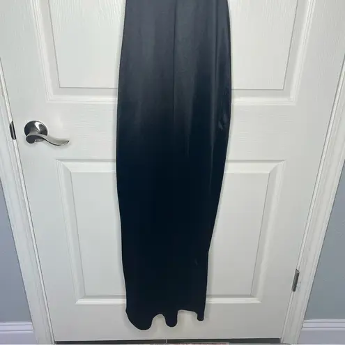 Blashe Sz M Black Satiny Maxi Dress Cocktail Formal Black Tie High Slit Size M
