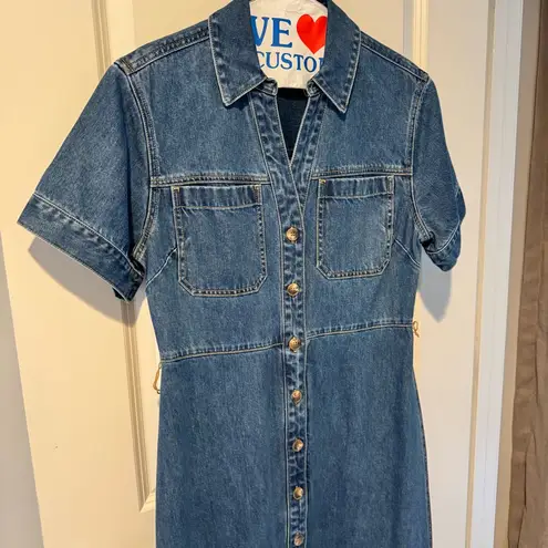 Veronica Beard Tabby Denim Button-Down Cotton Midi Dress | Size 10