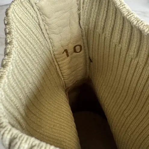 Everlane Glove Boot ReKnit Ankle Boots Womens Size 10 Cream Ribbed Block Heel