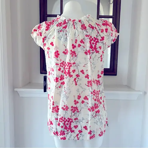 Vertigo Paris Blouse Floral Crochet Smocked Top Pink Red Size XS New with Tag