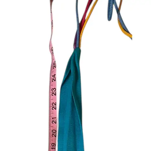 Vintage Funky Multicolor Rope Belt Turquoise Fabric Accent Blue