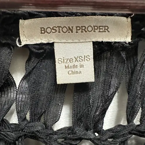 Boston Proper Fringe Top Cover Up Tie Strap Sleeveless Black XS/S