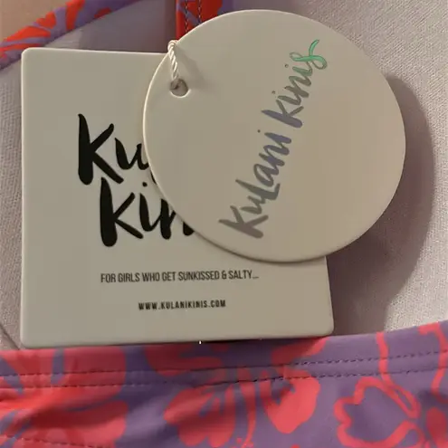 Kulani Kinis Pink Purple Bikini Top Cherry Berry Padded Underwire Large NWT