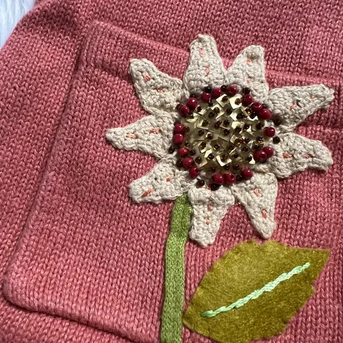 Storybook Knits vintage Autumn sunflowers embellished cardigan sweater