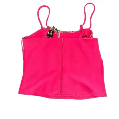 NWT Sincerely Jules Pink Corset Tank Top with Dangle Rhinestones‎ Size Medium
