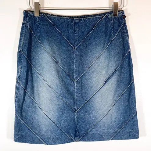 Ralph Lauren Vintage Ralph  Abstract Blue Denim Jean High Rise Skirt Y2K Size 4