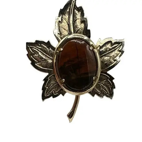 Stunning vintage statement brooch Brecciated Jasper Brown