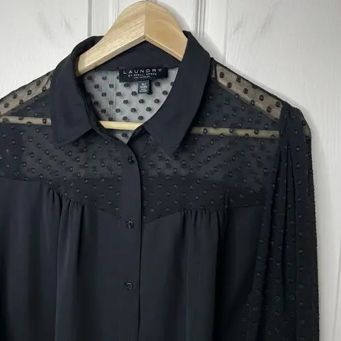 Laundry by Shelli Segal NWT  Sheer Dot Balloon Sleeve Blouse (Black) - XL