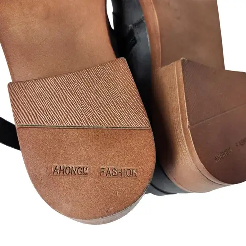 Retro Round Toe Ankle Combat Boots Faux Leather Side Zip Pull On Gray Size 41 Black