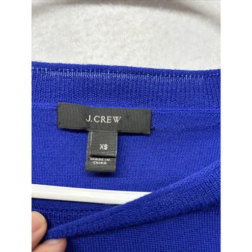 J. Crew Dark Blue Black Embroidered Crew Neck 100% Merino Wool Sweater Size XS